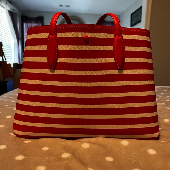 ♠️Kate Spade ♠️ ALL DAY Sailing Tote Tamarillo STRIPED Orange & White Large tote - Picture 2 of 11